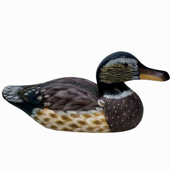 Hand Crafted Painted Signed Vintage Wooden Duck Decoy Exceptional Details - Picture 3 of 8